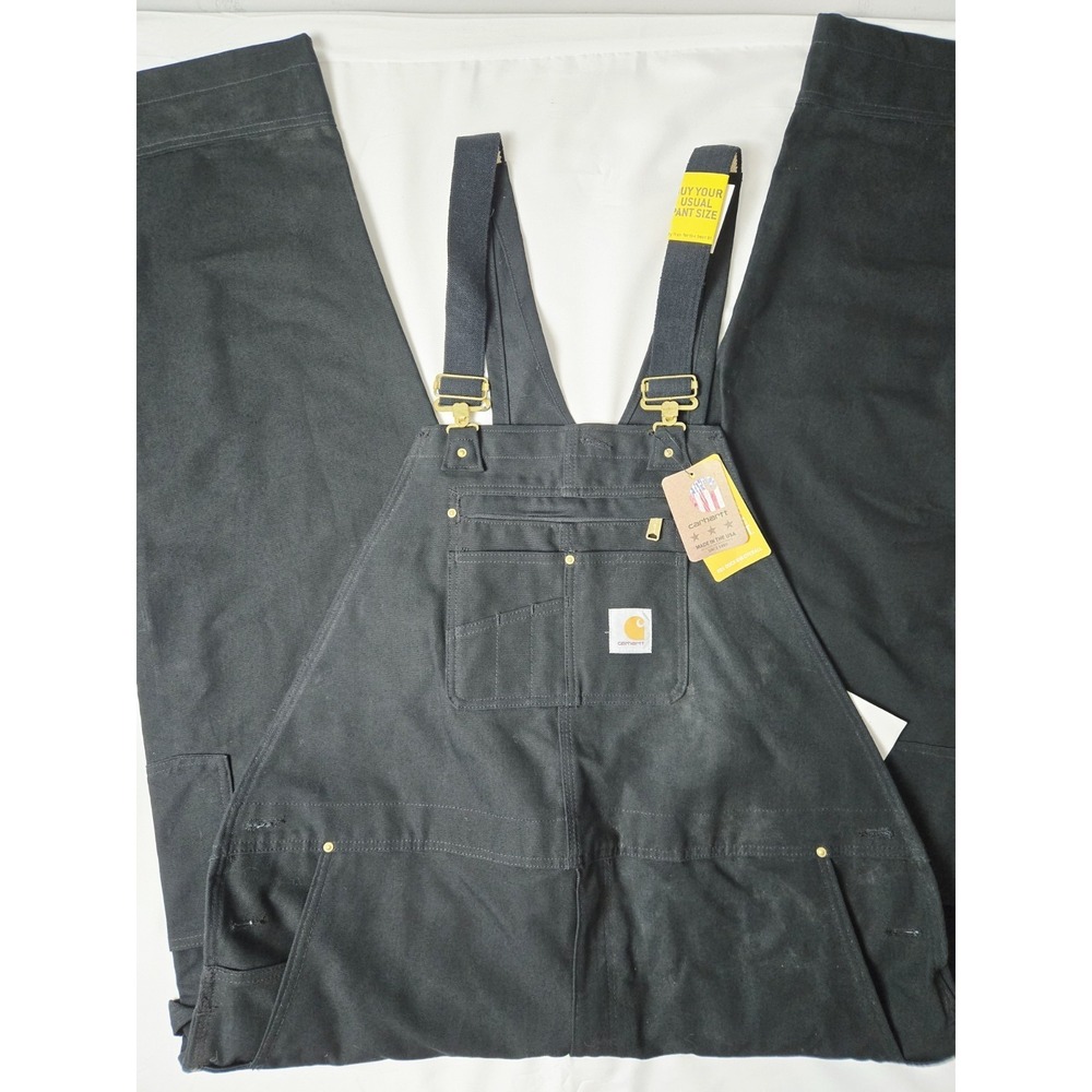 Carhartt Bib Overalls R01 Duck Black NWT 46x32